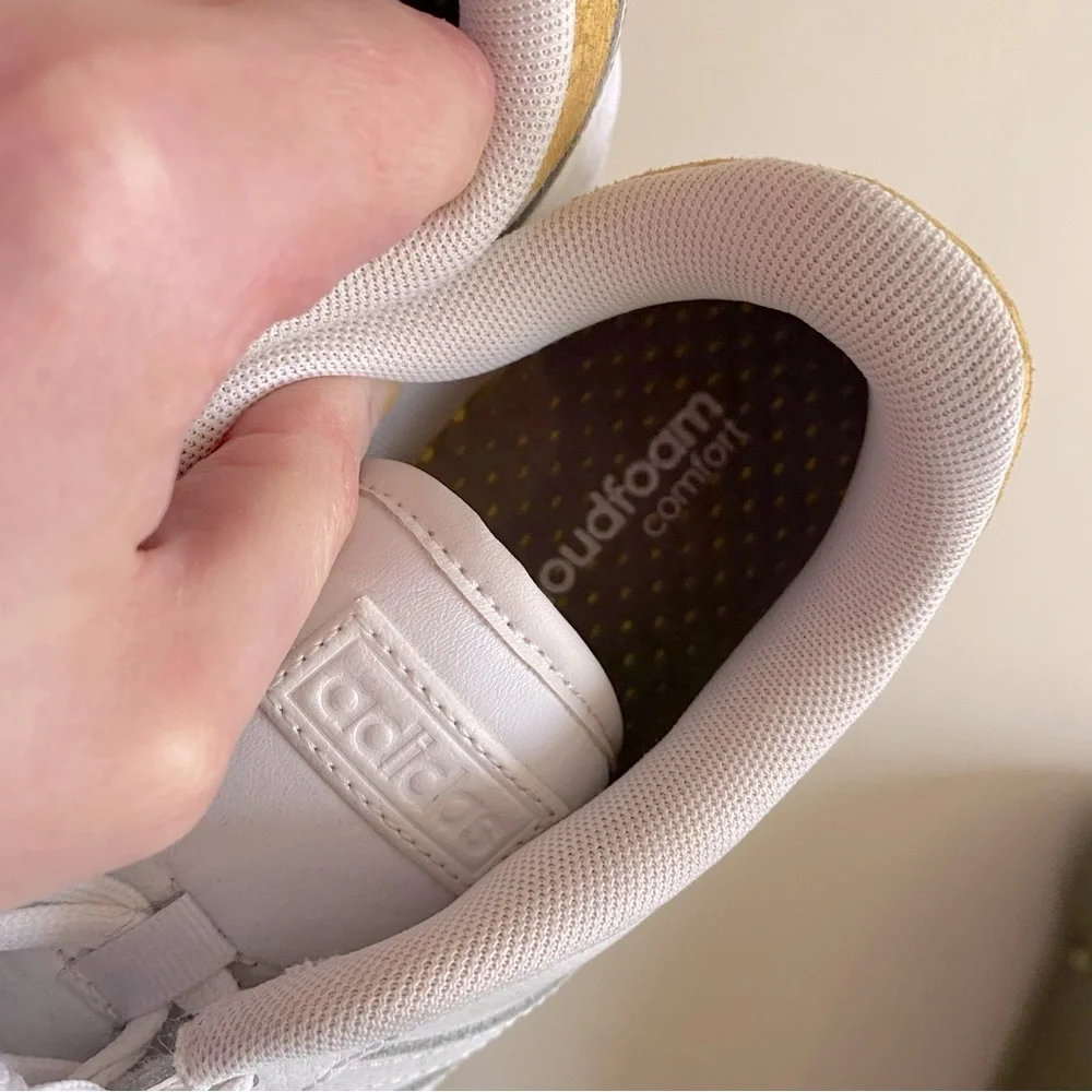 Adidas White and Yellow Cloudfoam Comfort Sneakers